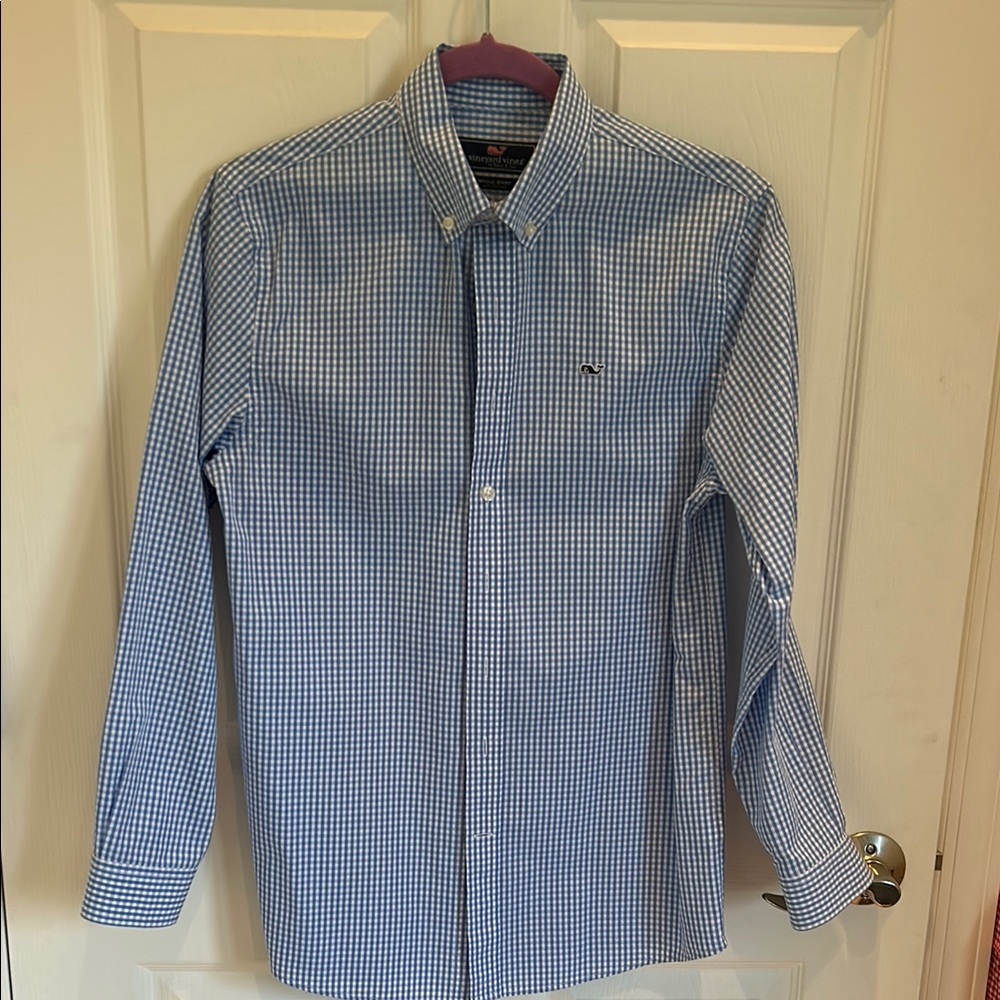 BOYS VINEYARD VINES BUTTON DOWN GINGHAM SHIRT. SIZE L (16)
